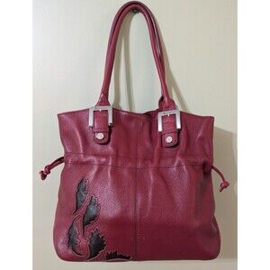 Bradley Large Red Shoulder Bag With Black Inlay, Quality Heavy Leather! Not Vera